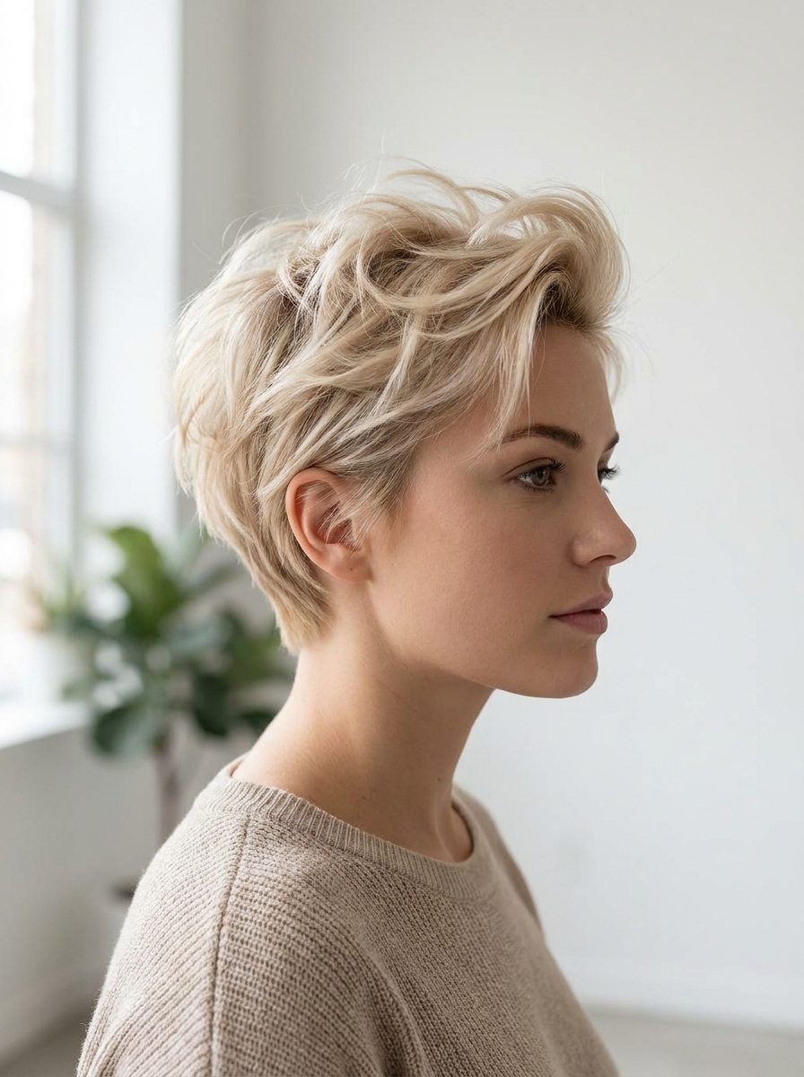 Soft Pixie mit Volumen am Oberkopf als Kurzhaarfrisuren Inspiration 2026
